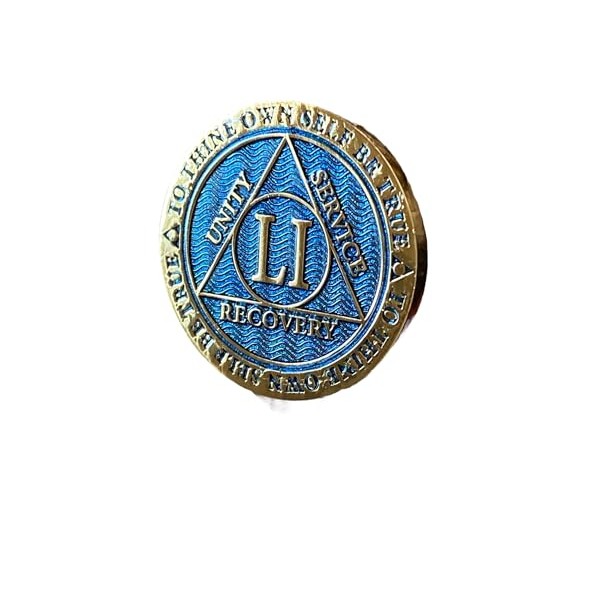 51 Year AA Medallion Glossy Reflex Blue Gold Plated Serenity