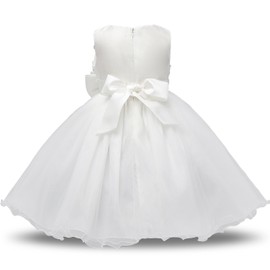 NNJXD Girl Sleeveless Lace 3D Flower Tutu Holiday Princess Dresses Size 2-3 Years White