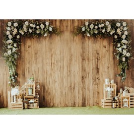Fmarui Wedding Backdrop 10x8ft Rustic Wood Wall Flower Backdrop Decorations for Mr and Mrs Wedding Ceremony,Reception,Anniversary,Bridal Shower,Engagement,Party Banner, Photoshoot,Photo Booth Props