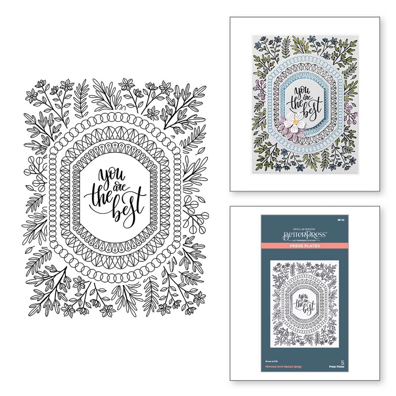 Spellbinders Nested Sprigs Press Plate from The Mirrored Arch Collection,