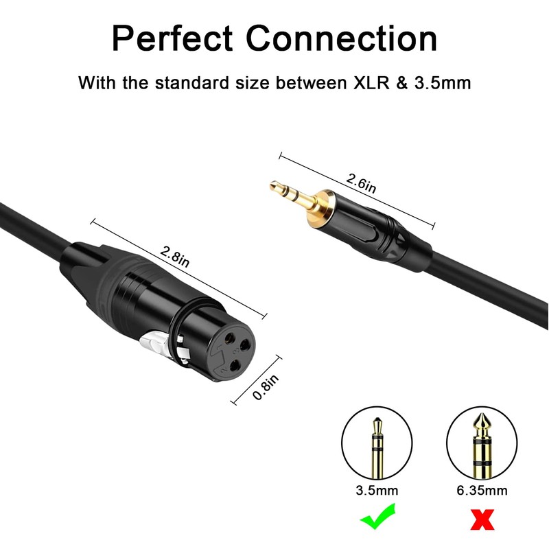 Seefeful XLR to 3.5mm, (1.5FT) Stereo Microphone Cable for Camcorders,
