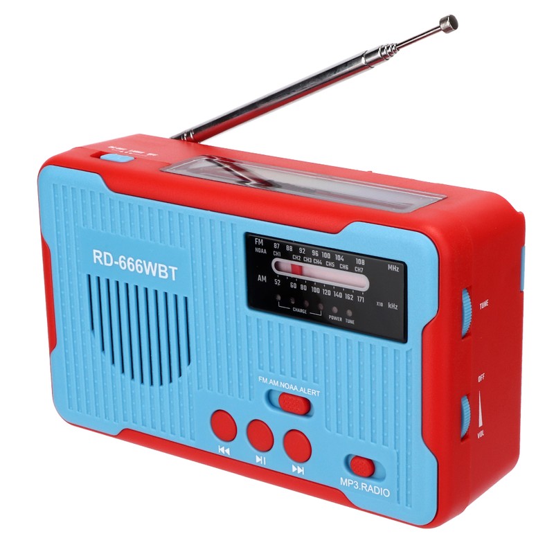 RD-666WBT Portable Solar Powered Emergency Hand Crank AM FM Radio
