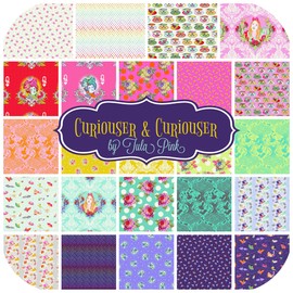 Curiouser and Curiouser Fat Quarter Bundle (25 Pieces) by Tula Pink for Free Spirit 18 x 21 inches (45.72 cm x 53.34 cm) Fabric cuts DIY Quilt Fabric