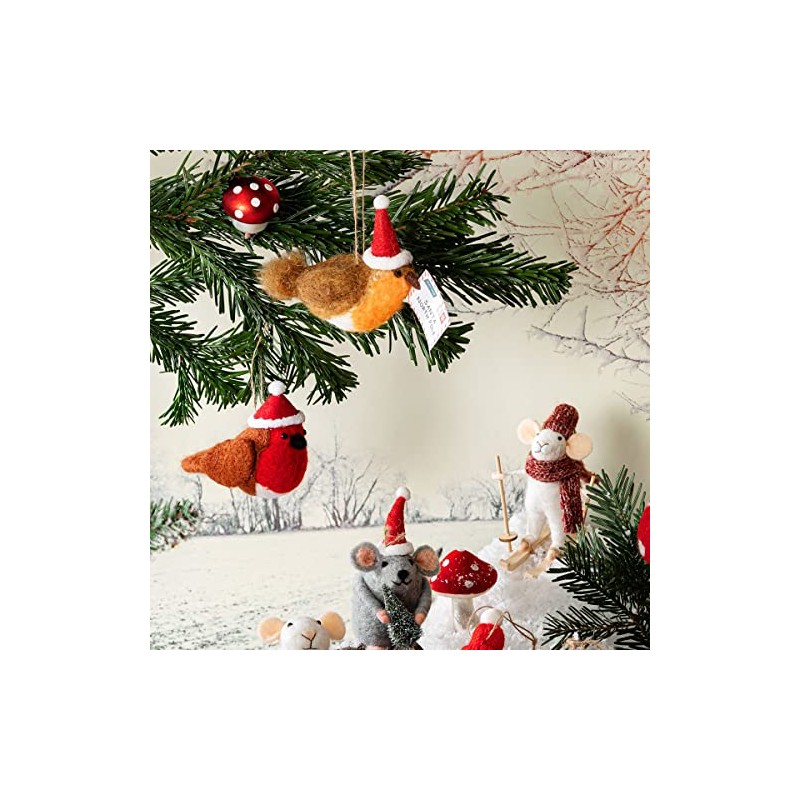 Sass & Belle Skiing Mouse Felt Hanging Decoration