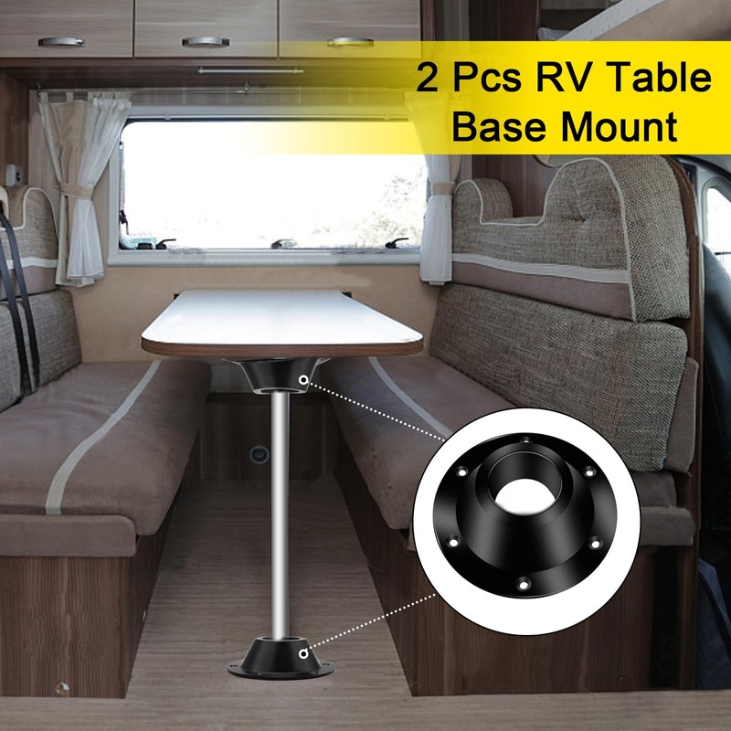 Bcautay 2 Pcs Aluminum RV Table Base Mount RV Dinette