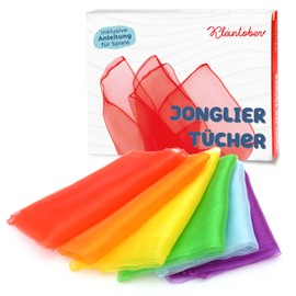 Kleintober Premium Juggling Cloths, Colourful Chiffon Cloths, with Instructions for 5 Games, Dance Cloths, Game for Indoor and Outdoor Use, Sensory Toy, Play Towels
