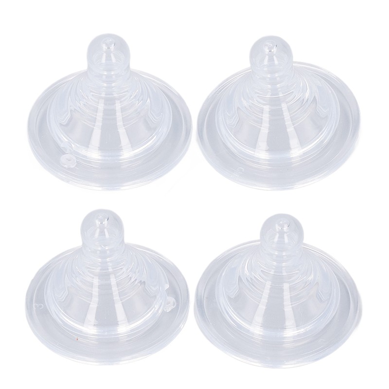 4pcs Infant Bottle Nipples Bust Feeling Replacement Silicone Nipple Round