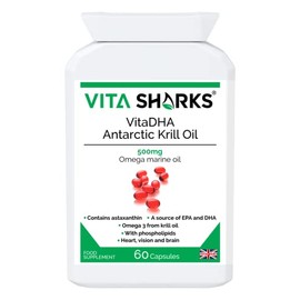 VitaDHA Antarctic Krill Oil a Potent Source of EPA, Astaxanthin & DHA for Brain Function, Heart Health, Blood, Hair, Skin, Joints, Connective Tissues & Liver | Cod Liver Oil Alternative