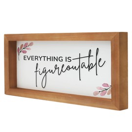 Everything is Figureoutable Sign, Office Decor for Women, Desk Decorations for Women office, Inspirational Farmhouse Cubicle Decor, Office Accessories, Office Wall Decor, Framed,12x6 Inches