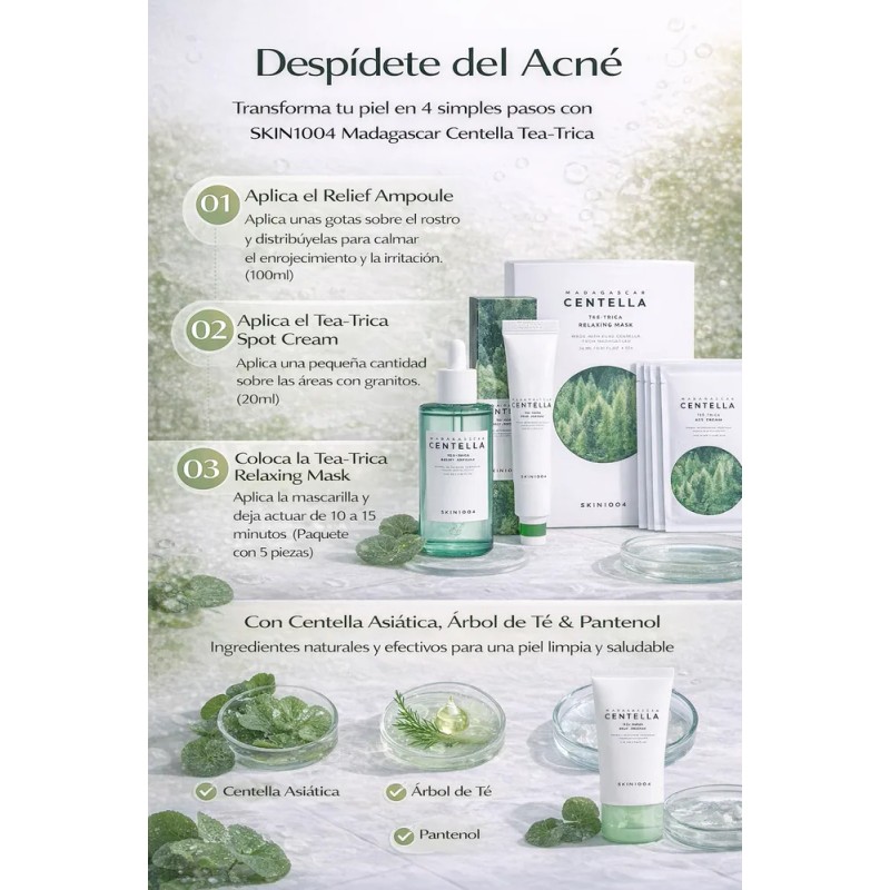 Kit 4 Pzs Skin1004 Madagascar Centella Tea-trica Grasa Acne
