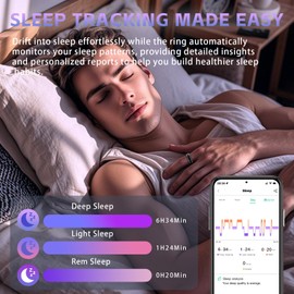 Anarow Activity Tracker Ring for Men – Fitness Tracker Ring with Heart Rate, SpO2, Blood Pressure, Sleep Monitoring, Step & Calorie Counter, 5ATM Waterproof, No Subscription Fee (Black, #8)