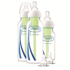 Dr. Brown’s Natural Flow Anti-Colic Options+ Narrow Baby Bottle, Starter Kit, 1x 4oz/120ml Bottle & 2X 8oz/250ml Bottles with Level 1 Slow Flow Teat, Kit Also Includes 2X Level 2 Medium Flow Teats