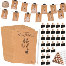 Sinload 50 Set Guess the Dress Bridal Shower Games for Guest Bridal Game Include Wedding Shower Card Water Soluble Pencil Fun Wooden Clip String Rope Wedding Party Supplies Game Idea