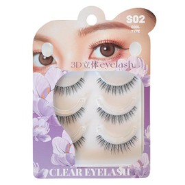 CLEAREYELASH False Eyelashes Natural 3D Matsuke Formula 3 Pairs (S02 Black)