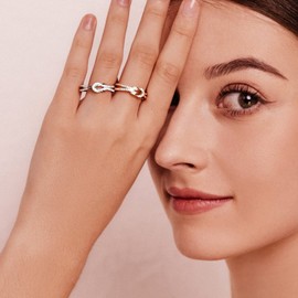 MOROTOLE To My Best Friends 925 Sterling Silver Ring,Love Knot Linked Our Friendship Forever Adjustable Rings Promise for Her Friendship Ring Jewelry Gifts