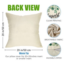 Fahrendom Spring Summer Eucalyptus Leaves Decorative Throw Pillow Covers 20 x 20 Set of 4, Home Sweet Home Together Porch Patio Outdoor Pillowcase, Live Laugh Love Mason Jar Cushion Case Home Decor