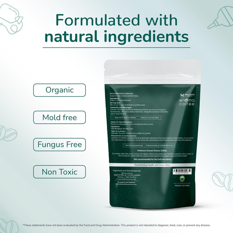 Wellness Extract Premium Organic Enema Feather Light Gold Coffee for