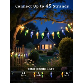 Xingzd 8.5FT Outdoor String Lights, 10 LED Warm White Waterproof Fairy Lights with 2 Spare Bulbs, Shatterproof & UL Certified Lighting for Summer Camping Patio Pool Yard Decor (Colorful Parrot)