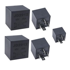 Auto Relay 48V 40A SPST 4pin-Car Heavy Duty Switches & Starters with Black Waterproof Sealed Case used for Auto Motor Automobile -Pack of 5