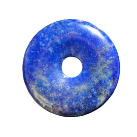 Steinfixx® - Premium Lapis Lazuli Donut Optional Necklace with Silver or Gold Pendant and 80 cm Leather Cord Healing Stone Gemstone Chakra Stone, Crystal Gemstone Crystal gemstone Lapis Lazuli, Lapis