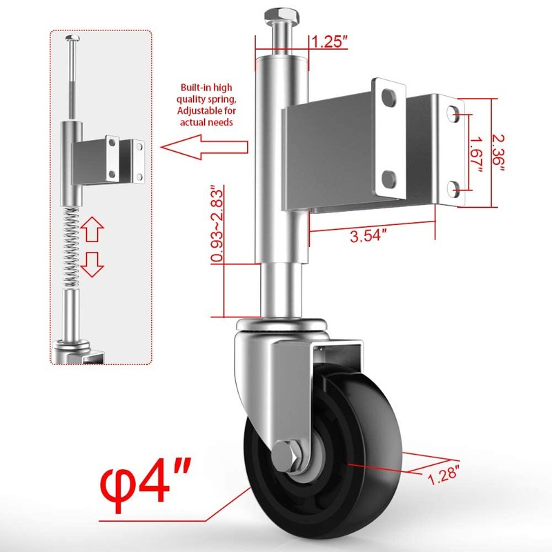 Homhoo Spring Loaded Gate Casters 4” Heavy Duty Gate Caster