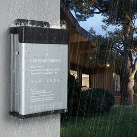 SUCIKORIO 12V 300W LED Power Supply Rainproof IP44, Ultra Slim LED Transformer 100-240V AC to 12V DC 25A Converter Quiet Low Volt LED Driver Constant Voltage Driver Adapter for Indoor and Outdoor