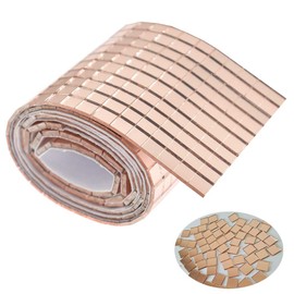 900 Pcs 10x10 mm(0.4x0.4 inch) Glass Mosaic Tiles Rose Gold Bulk Square Mirror Tiles Self-Adhesive Real Glass Craft Mini Square & Round