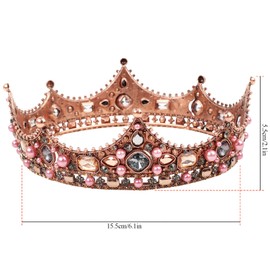 Makone Royal King Crowns for Men, Vintage Baroque Kings Crown Crystal Prom Tiara Mens Crown for Birthday Party Cosplay