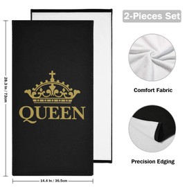 AIYOOLER Black Hand Towels for Bathroom Set of 2 Black and Gold Queen Crown Soft Absorbent Small Bath Towels Decorative Kitchen Guest Dish Towel Multipurpose for Hotel,Gym,Spa 28x14in