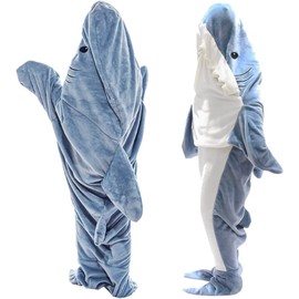 Shark Blanket Adult, 2024 New Shark Blanket Super Soft Cozy Flannel Hoodie, Shark Wearable Blanket, Shark Blanket Hoodie Sleeping Bag (L-75inX35.5in)