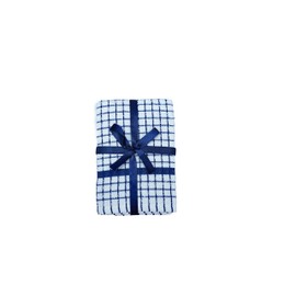 QUALITY HOME TEXTILES 100% Cotton Luxury Terry Towelling Tea Towels | Pack of 3| Kitchen Hand Towels Dish Cloth Super Absorbent Soft Touch | Hanging Loop | Gift Packed Tea Towels (Blue)