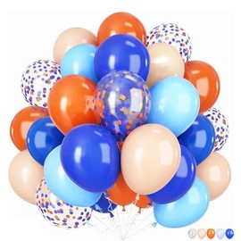 ZOOYOO 50pcs Balloons 12 Inch Blue Orange Confetti Latex Balloons for Birthday Party,Graduation,Baby Shower, Kids Room Decor