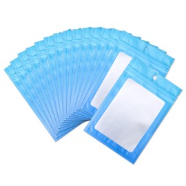 XFXIA 100 Pieces Mylar Bags, Resealable Smell Proof Bags with Zipper lock and Clear Window, Flat Aluminum Foil Pouch Bag Small Cute Mini Airtight Zipper lock Baggies for Candy Earring Ring Small Sample Packaging(Gradient Blue, 3.9×5.9 inches)