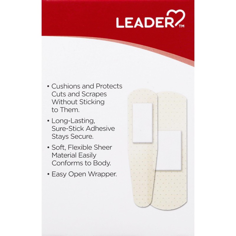 Leader Sheer Adhesive Bandages, Packs ofBlends with Skin, Helps Prevent