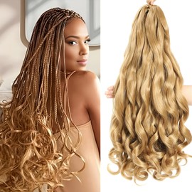 Locescsoc 24 Inch French Curls Braiding Hair 8 Packs Spanish Curly Braids Pre Stretched Loose Wave Soft French Curl Synthetic Braiding Hair Extensions for Women (27#, 24 Inch (Pack of 8))