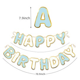Blue White Gold Happy Birthday Banner Nautical Theme Boys Birthday Party Supplies Garland Decorations Birthday Signs Nursery Hanging Decor