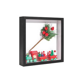 Puorseng 8x8 Shadow Box Frame with Linen Board Deep Display Case 3D Picture Frame Display Case Box for Memorabilia Baby Items Wedding Memories Crafts Tickets and Photo (Black), CS-3-8SBB