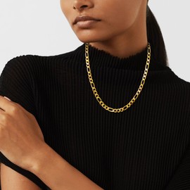 Oaldilee 6mm Gold Figaro Chain For Men 22" Inches 6MM Figaro Link Chain Necklace Hip Hop Jewelry