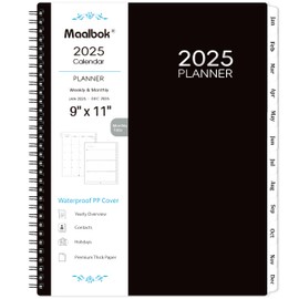 2025 Planner - 2025 Weekly and Monthly Planner, 8.9" x 11.2", Jan 2025 - Dec 2025, Calendar Planner 2025 with Tabs, Twin-wire Binding, Pocket