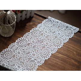 Yulakes 3 Yard 22 cm Black White Lace Fabric DIY Craft Sewing Accessories Decoration Accessories for Garments Elastic Lace Trim (White)
