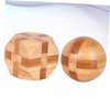 BESPORTBLE 2Pcs Bamboo Iq Set Smooth Surface Cube Tetrakaidecahedron Brain
