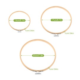 Siumir Embroidery Hoops, 3PCS 13/17/20cm Wooden Hoop Rings Adjustable Cross Stitch Hoops Round Embroidery Hoops for DIY Art Craft Sewing