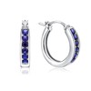 RANDES Blue Sapphire Earrings for Women Sterling Silver Small Hoop