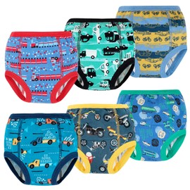 FLYISH DIRECT Potty Training Pants, Toddler Training Pants Absorbent, Car Training Pants for Boys, 100% Cotton, 6 Packs, 7T
