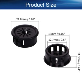 Heyiarbeit 19mm Cable Snap Bushing Grommet Nylon Round Snap in Cable Hose Bushing Grommet Protector Hole Plugs EHR-19 Black Tone 30Pcs