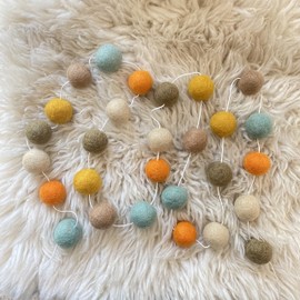 "Pumpkin Latte" Handmade Felt Ball Garland by Sheep Farm Felt- Fall Pom Pom Garland. 2.5 cm balls