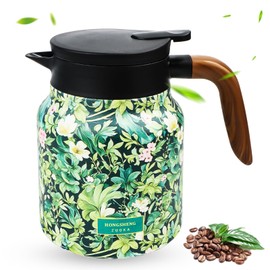 Kettle Thermos Flask with Vintage Floral Pattern, 1000 ml Insulated Tea Kettle, Stainless Steel Kettle, Enamel Kettle, Insulated Vintage Teapot, Flowers Teapot