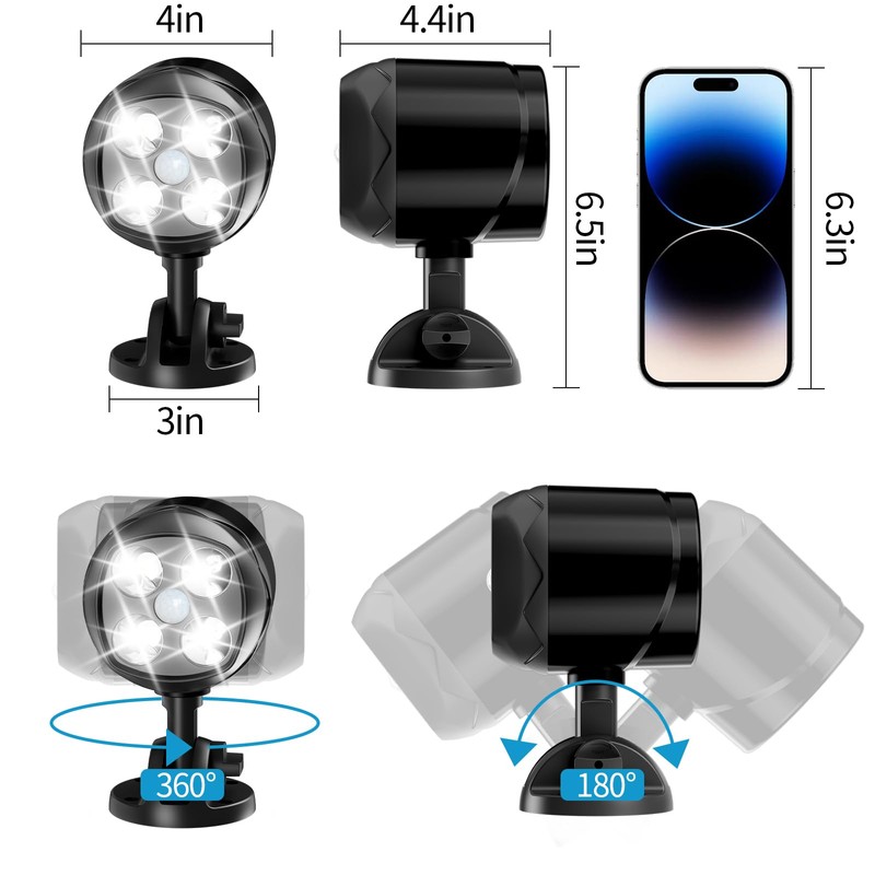 Ambaret Battery Operated Motion Outdoor Waterproof Lights, 800 Lumen Ultra