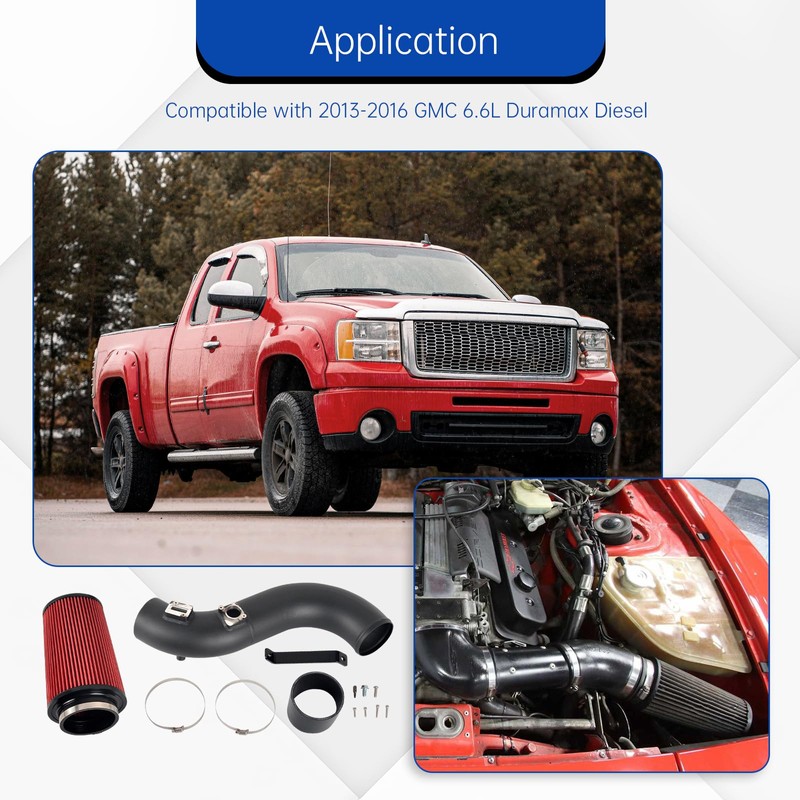 Cold Air Intake Compatible with 2013-2016 GMC 6.6L Duramax Diesel