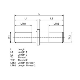DT Spare Parts Wheel Bolt 10.10000 M22 x 2, LTh1: 43 mm, LTh2: 28 mm, Lu: 48 mm, D: 32 mm, L: 110 mm, 10.9 Bolt for Trailer